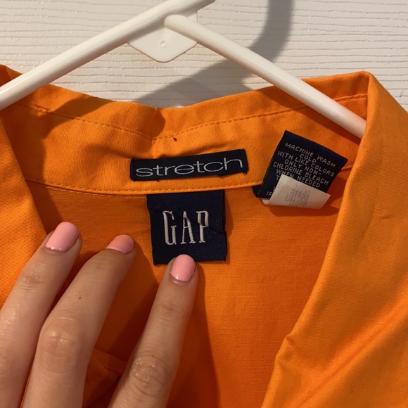 Stretch Gap Vibrant Orange Button-Up Shirt Size L - Picture 7 of 11